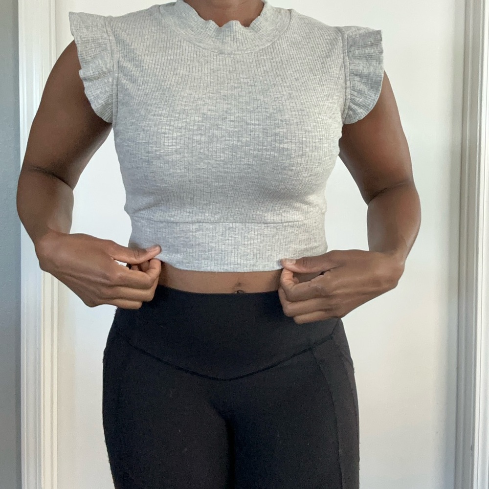 Ruffle Cap Sleeve Crop Top